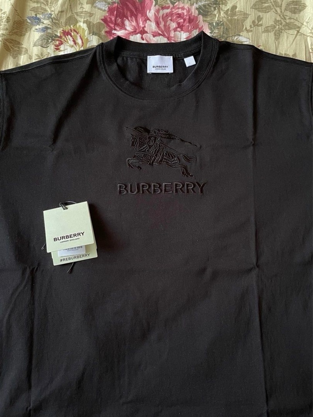 Burberry Black Embossed Logo Crewneck Sweatshirt